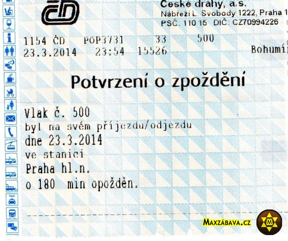 Vlak SC500 SuperCity Pendolino - zpoždění 180 minut